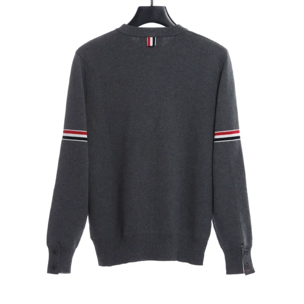 Double Sleeve Webbing Armband Crew Neck Sweater - Image 4