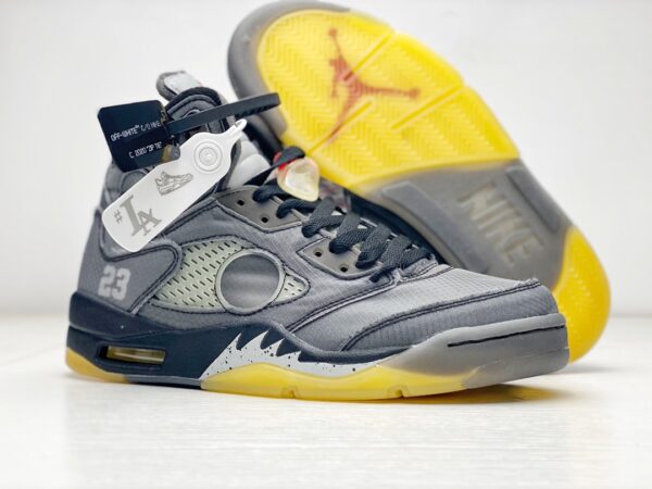 Off-white™ X Air Jordan Retro 5″black/muslin-fire Red” Replica - Image 5