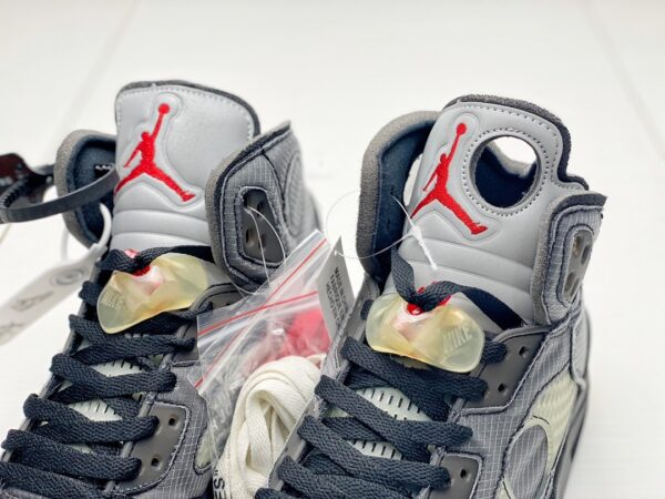 Off-white™ X Air Jordan Retro 5″black/muslin-fire Red” Replica - Image 4