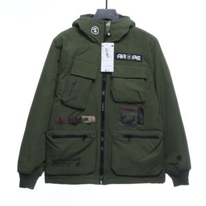 Multi-pocket Utility Camouflage Panel Cotton Coat