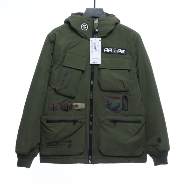 Multi-pocket Utility Camouflage Panel Cotton Coat