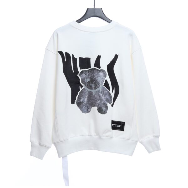 Reflective Pearl Necklace Bear Crew Neck Sweatshirt