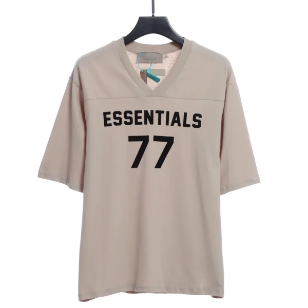 Season 8 Flocked 77 Logo T-shirt（beige/black） - Image 2