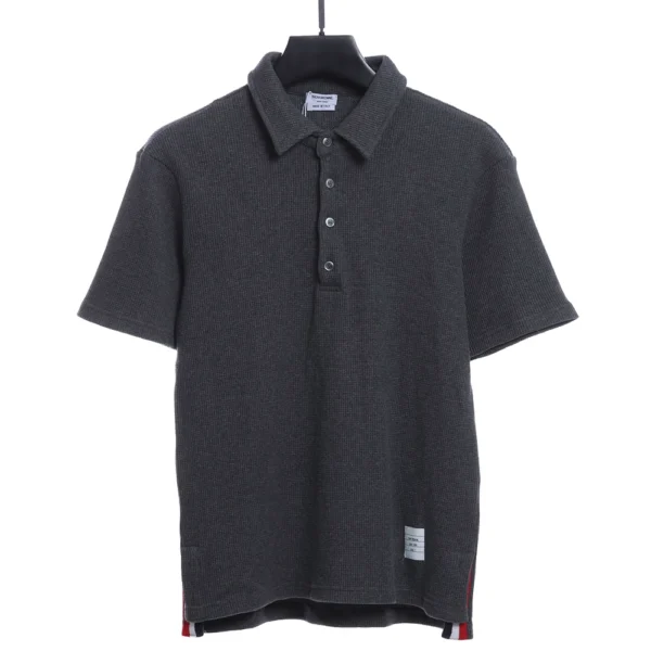 Waffle Four Button Polo T-shirt (white/black/grey/dark Blue) - Image 2