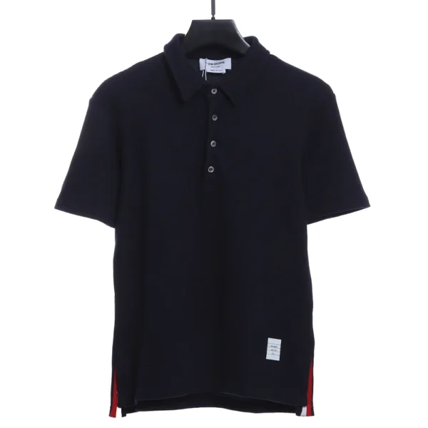 Waffle Four Button Polo T-shirt (white/black/grey/dark Blue) - Image 3