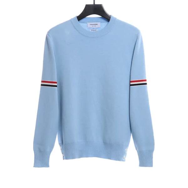 Double Sleeve Webbing Armband Crew Neck Sweater - Image 2