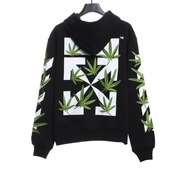 Embroidered Leaf Arrow Hoodie (black / White)