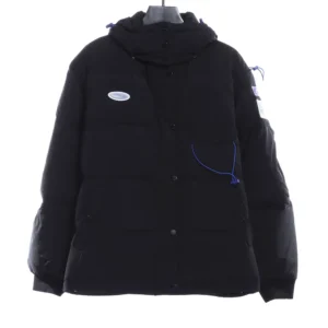 Monster Badge Stand Collar Hidden Hooded Down Jacket