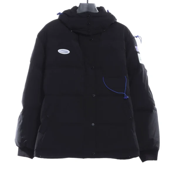 Monster Badge Stand Collar Hidden Hooded Down Jacket