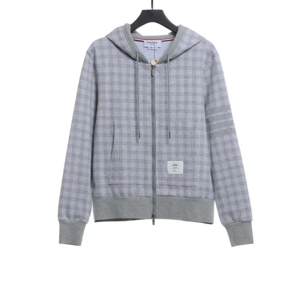 Check Jacquard Zip Hoodie (black / Grey) - Image 2