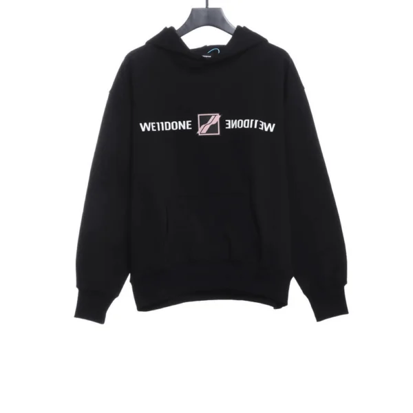 Mirrored Silicone Lettering Hoodie(black / Beige) - Image 2