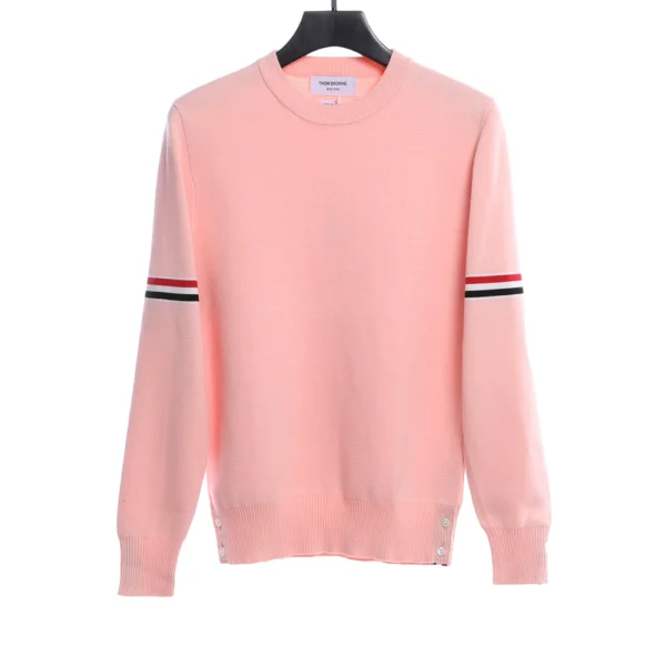 Double Sleeve Webbing Armband Crew Neck Sweater - Image 3