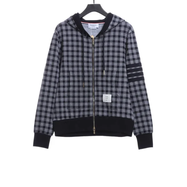 Check Jacquard Zip Hoodie (black / Grey)