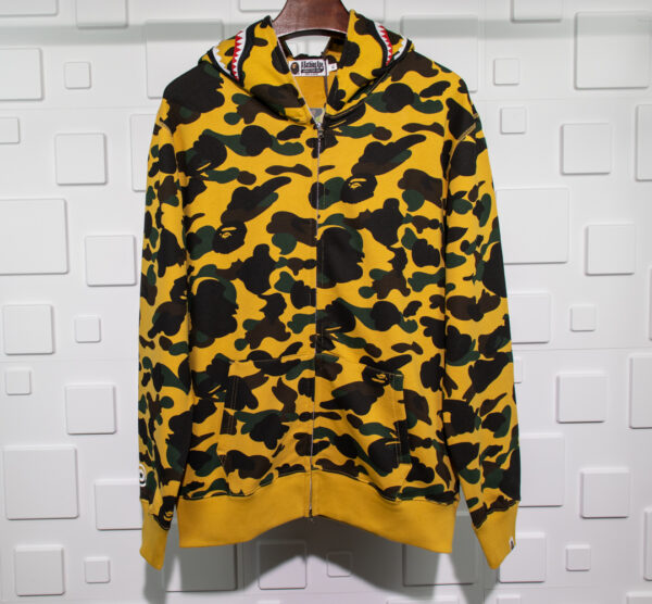 A Bathing Ape Bape Shark 1st Camo Hoodie – Yellow Replica - Image 2