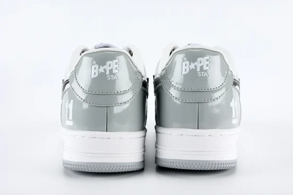 Bapesta White Leather Silver Logo Shoes Replicas - Image 2