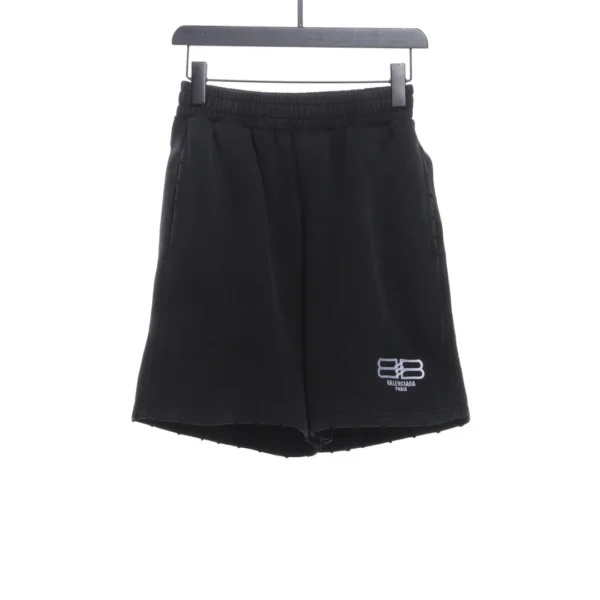 Distressed Washed Embroidered Button Shorts