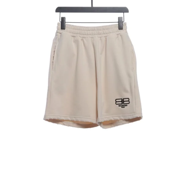 Distressed Washed Embroidered Button Shorts - Image 2
