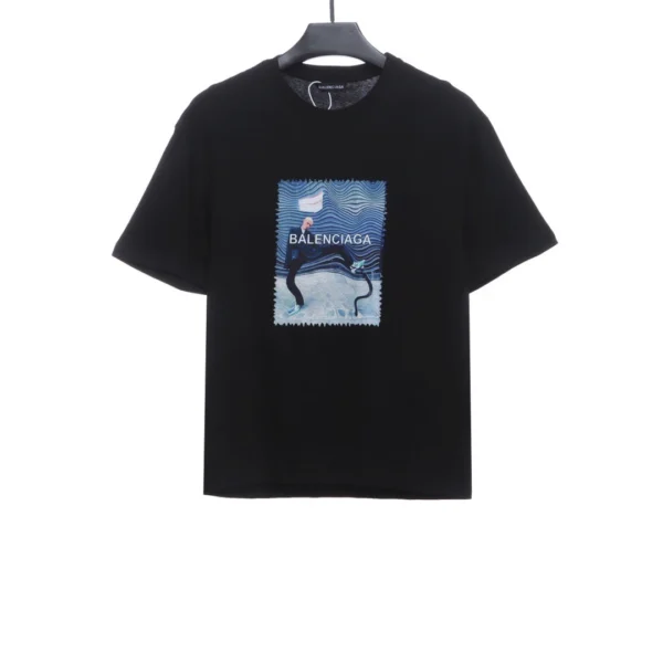 Abstract Figure Stamp Print Short Sleeves Reps
