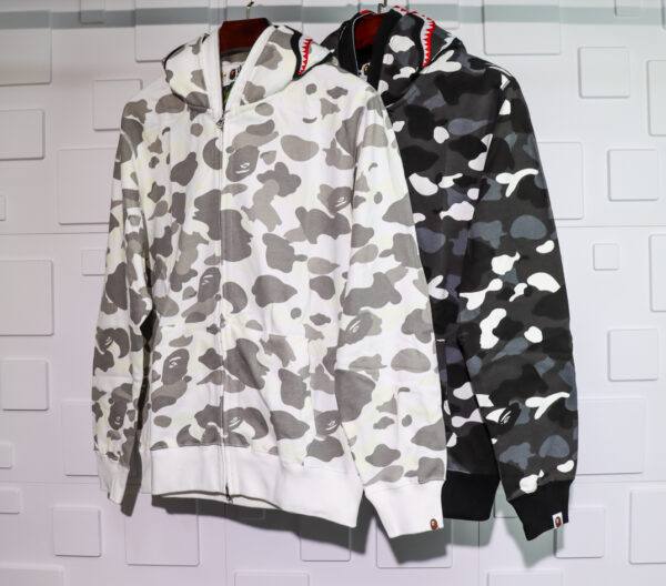 A Bathing Ape Bape Shark 1st Camo Double Hoodie - Image 2