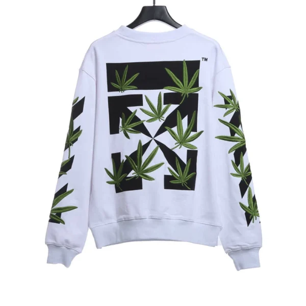 Embroidered Leaf Arrow Sweatshirt (black / White) - Image 2