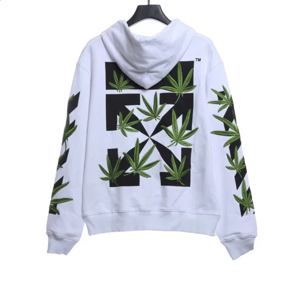 Embroidered Leaf Arrow Hoodie (black / White) - Image 2