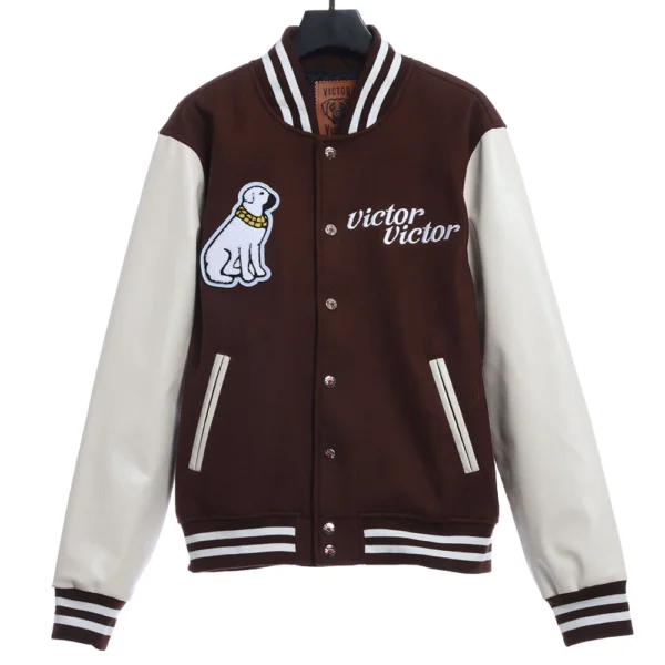 Dog Head Embroidered Leather Sleeve Stitching Baseball Uniform - Image 2