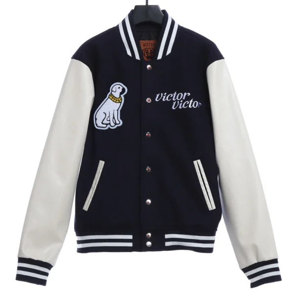 Dog Head Embroidered Leather Sleeve Stitching Baseball Uniform