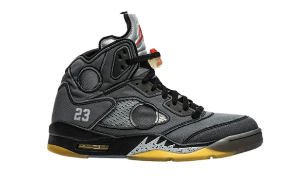 Off-white™ X Air Jordan Retro 5″black/muslin-fire Red” Replica