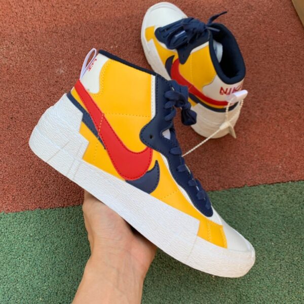 Nike Blazer Mid Sacai White Yellow - Image 3