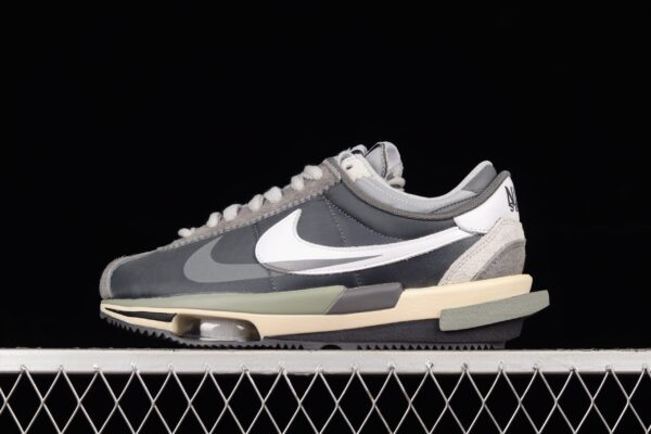 Sacai X Nike Zoom Cortez 4.0 Dark Grey White Green - Image 7
