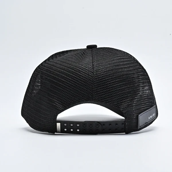 Amiri Embroidered Paint Drip Am Logo Trucker Snapback Cap Black/white/multi - Image 2