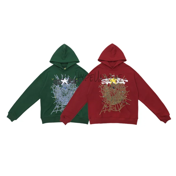 Sp5der Web Logo Hoodie ‘maroon’ & Hunter Green - Image 2